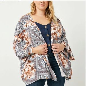 NWT plus size Hayden Los Angeles patchwork printed cardigan 1XL
